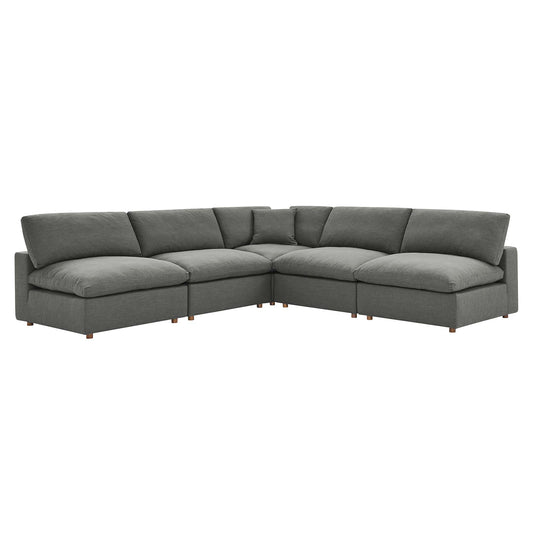 Angelic 5-Piece Cloudblend Armless L-Shaped Corner Sectional, Gray