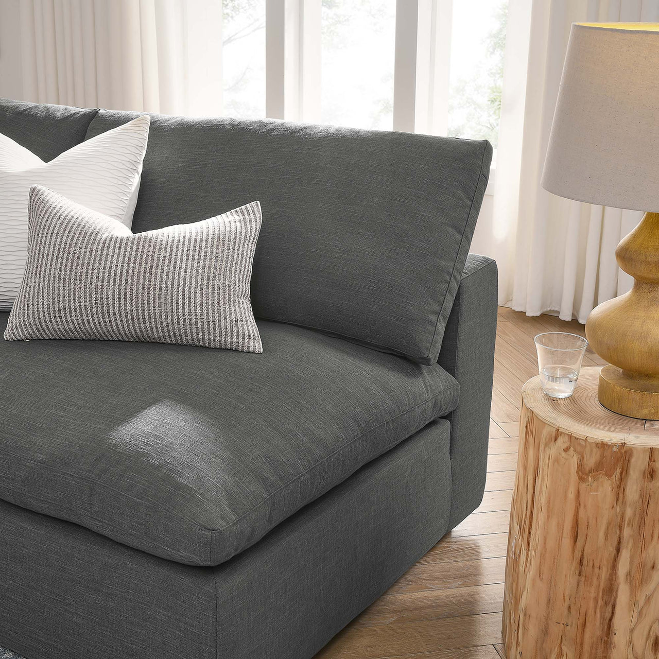 Angelic 5-Piece Cloudblend Armless L-Shaped Corner Sectional, Gray
