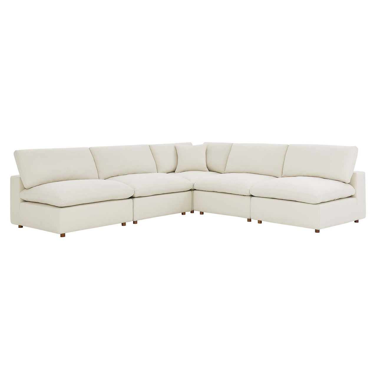 Angelic 5-Piece Cloudblend Armless L-Shaped Corner Sectional, Light Beige