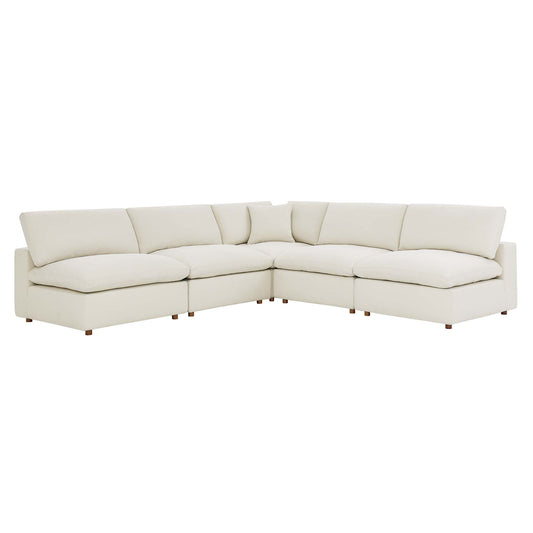 Angelic 5-Piece Cloudblend Armless L-Shaped Corner Sectional, Light Beige