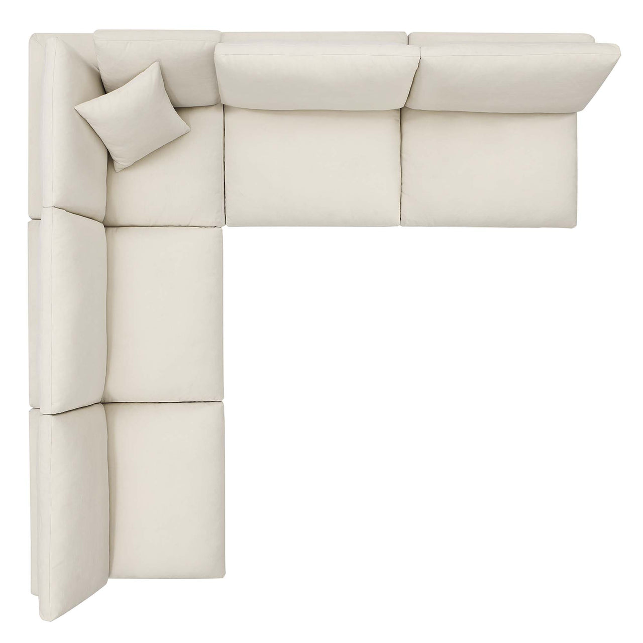 Angelic 5-Piece Cloudblend Armless L-Shaped Corner Sectional, Light Beige