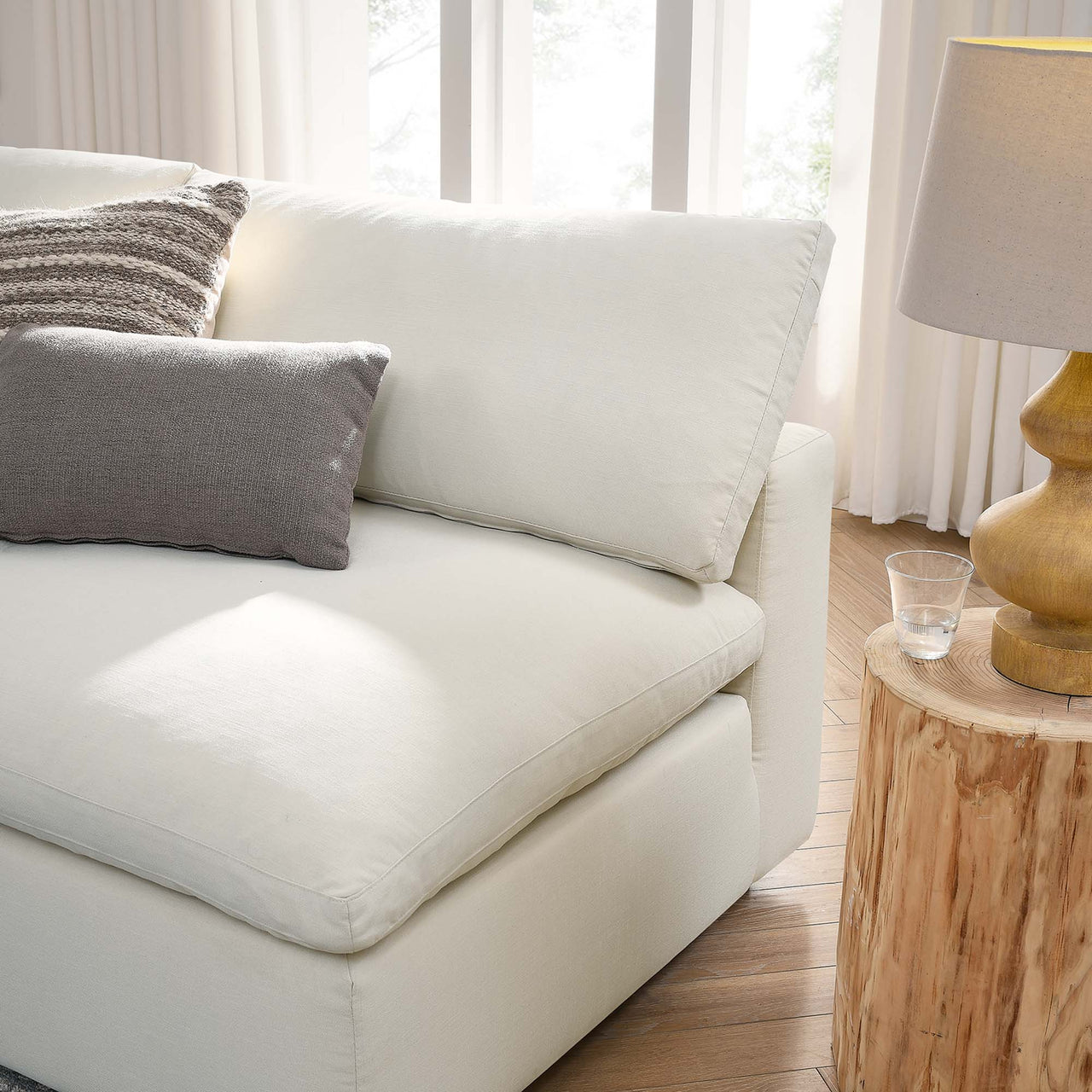 Angelic 5-Piece Cloudblend Armless L-Shaped Corner Sectional, Light Beige