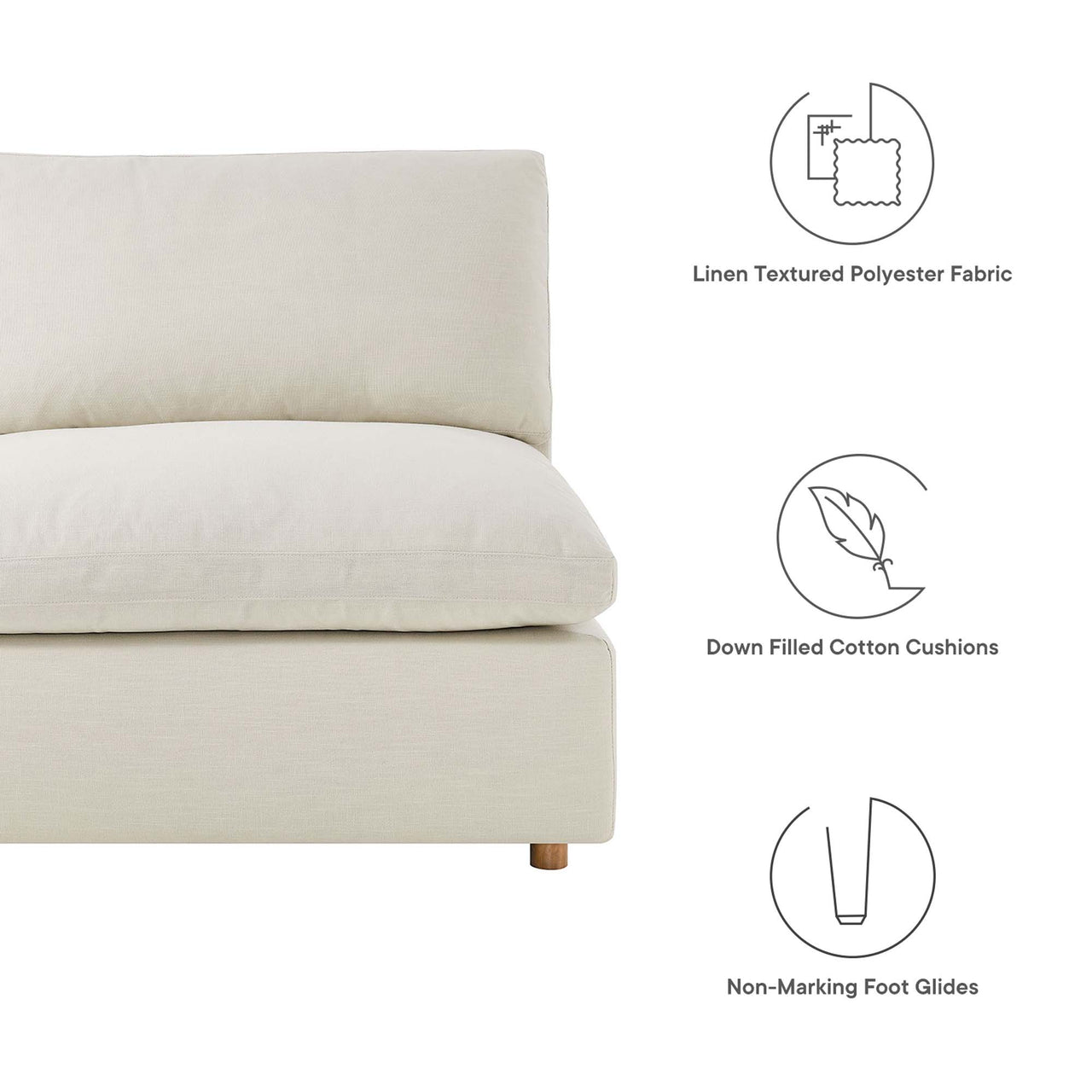 Angelic 5-Piece Cloudblend Armless L-Shaped Corner Sectional, Light Beige