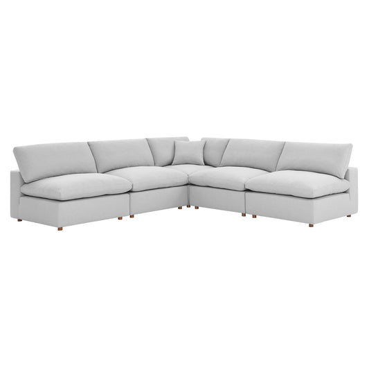 Angelic 5-Piece Cloudblend Armless L-Shaped Corner Sectional, Light Gray