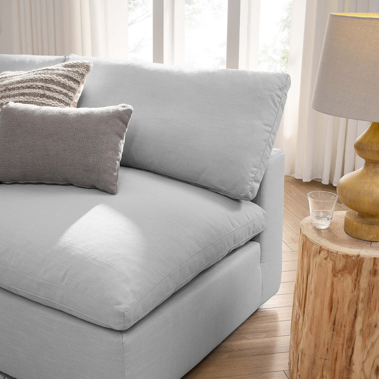 Angelic 5-Piece Cloudblend Armless L-Shaped Corner Sectional, Light Gray