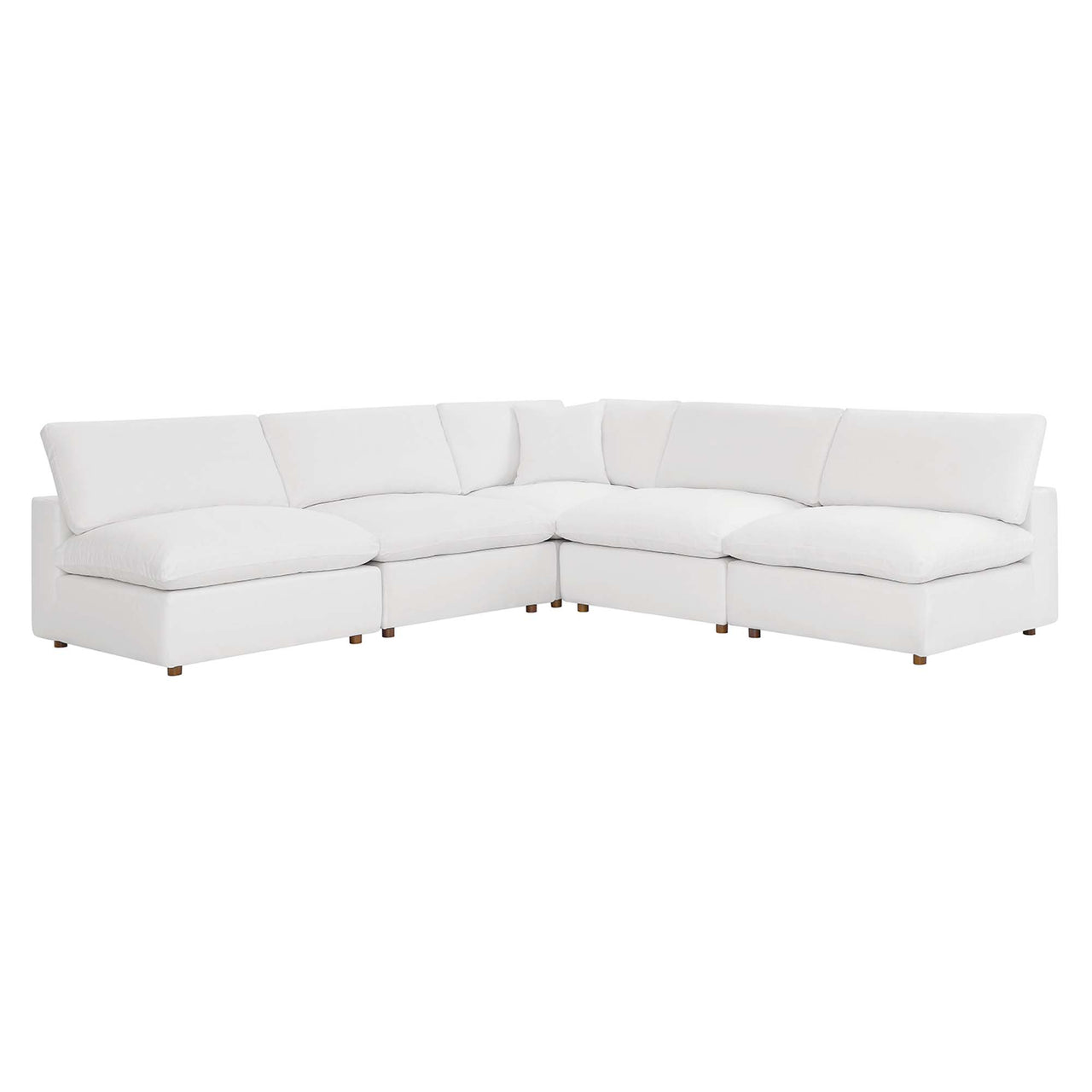 Angelic 5-Piece Cloudblend Armless L-Shaped Corner Sectional, Pure White