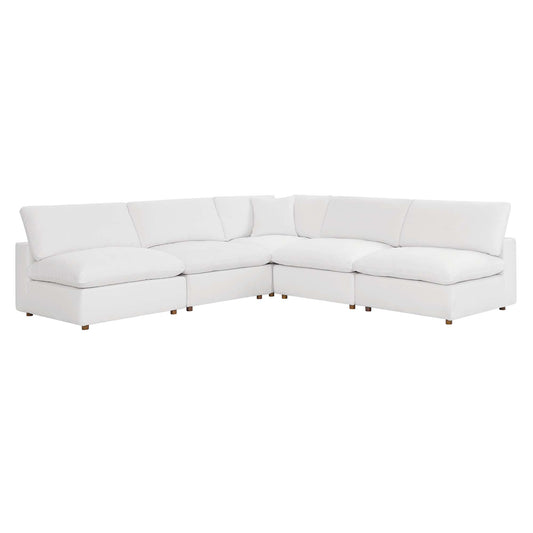 Angelic 5-Piece Cloudblend Armless L-Shaped Corner Sectional, Pure White