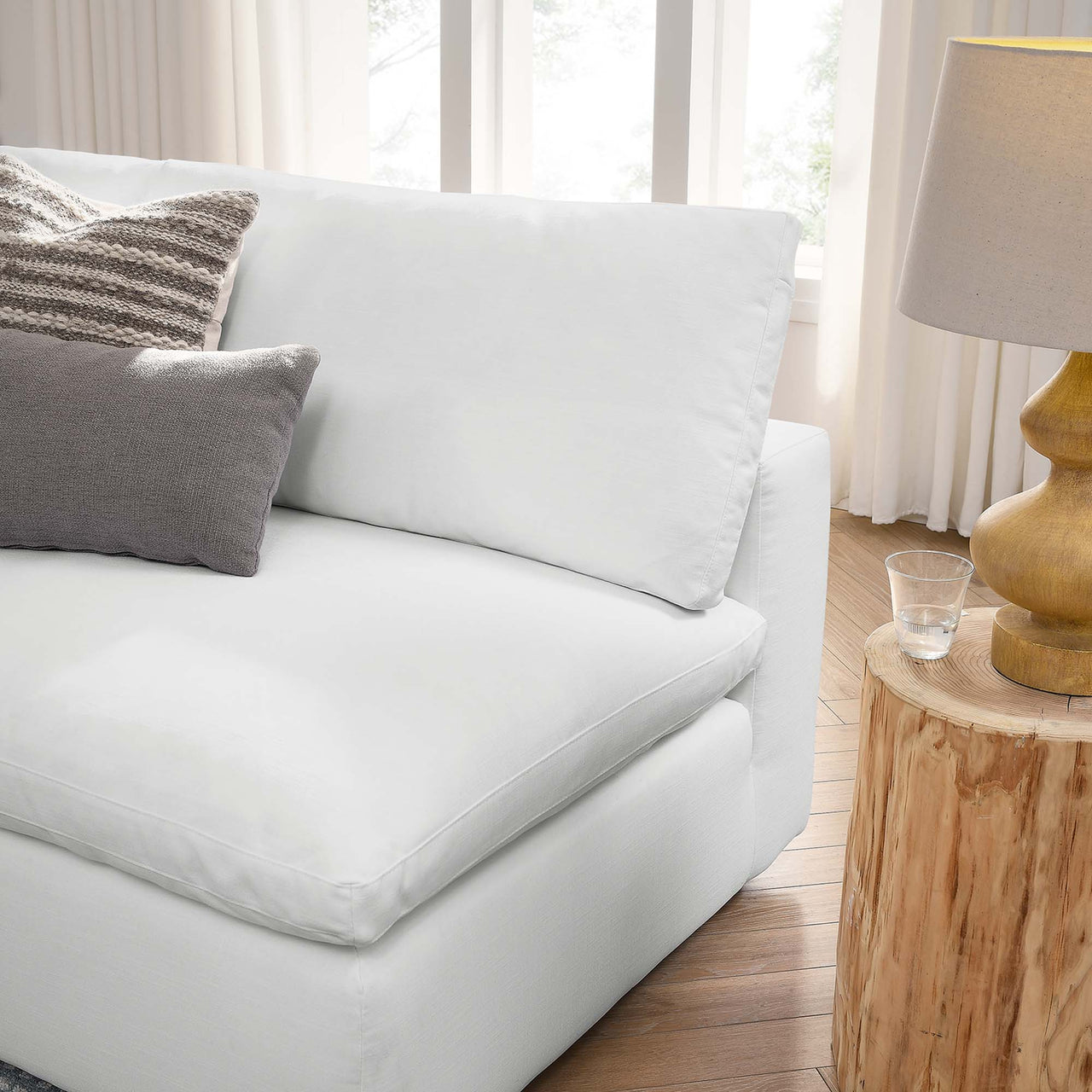 Angelic 5-Piece Cloudblend Armless L-Shaped Corner Sectional, Pure White