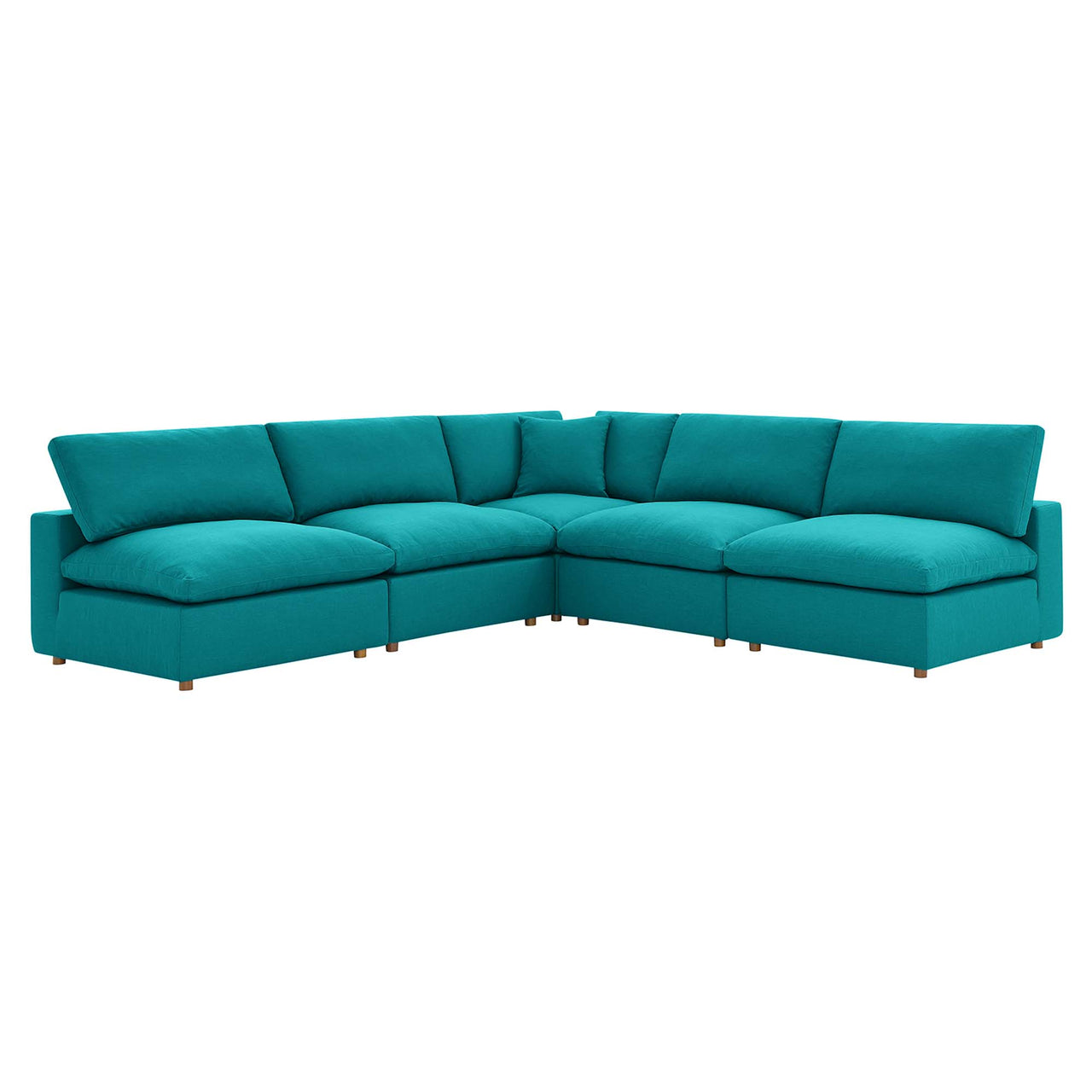 Angelic 5-Piece Cloudblend Armless L-Shaped Corner Sectional, Teal