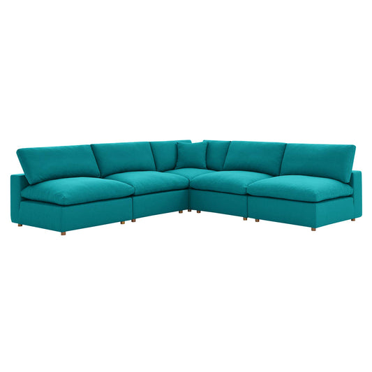 Angelic 5-Piece Cloudblend Armless L-Shaped Corner Sectional, Teal