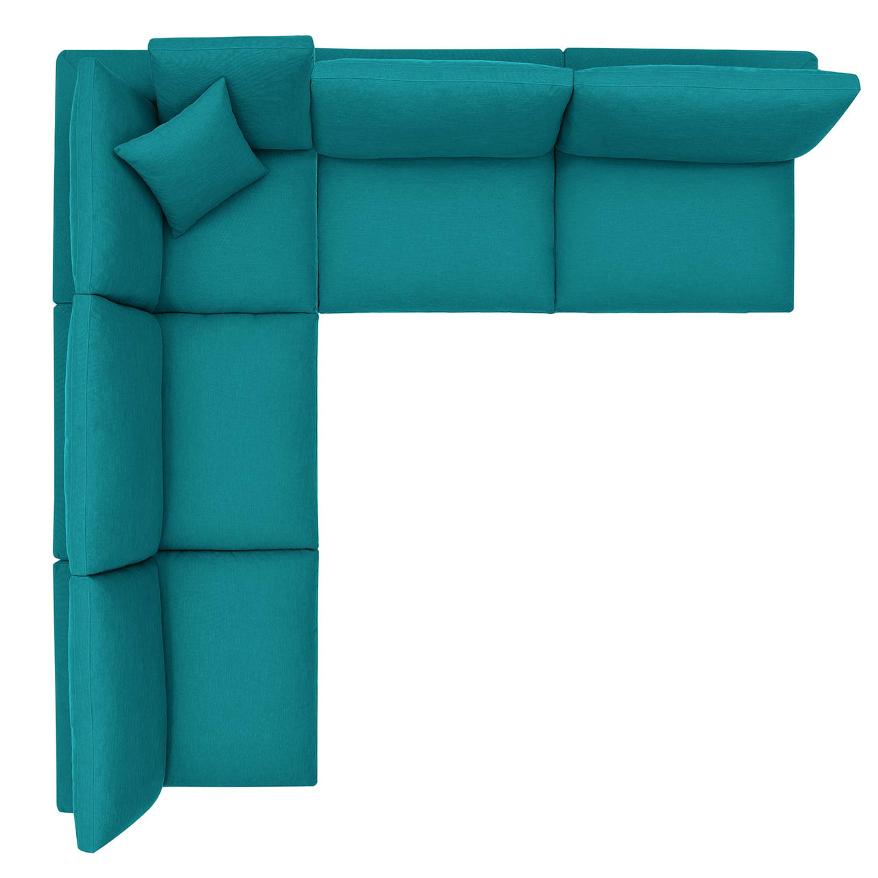 Angelic 5-Piece Cloudblend Armless L-Shaped Corner Sectional, Teal