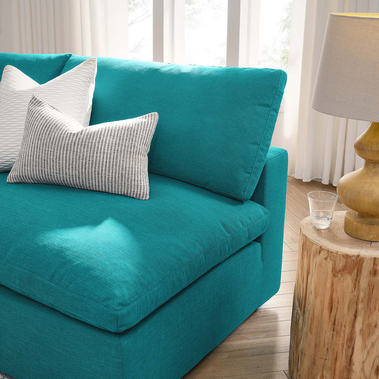 Angelic 5-Piece Cloudblend Armless L-Shaped Corner Sectional, Teal