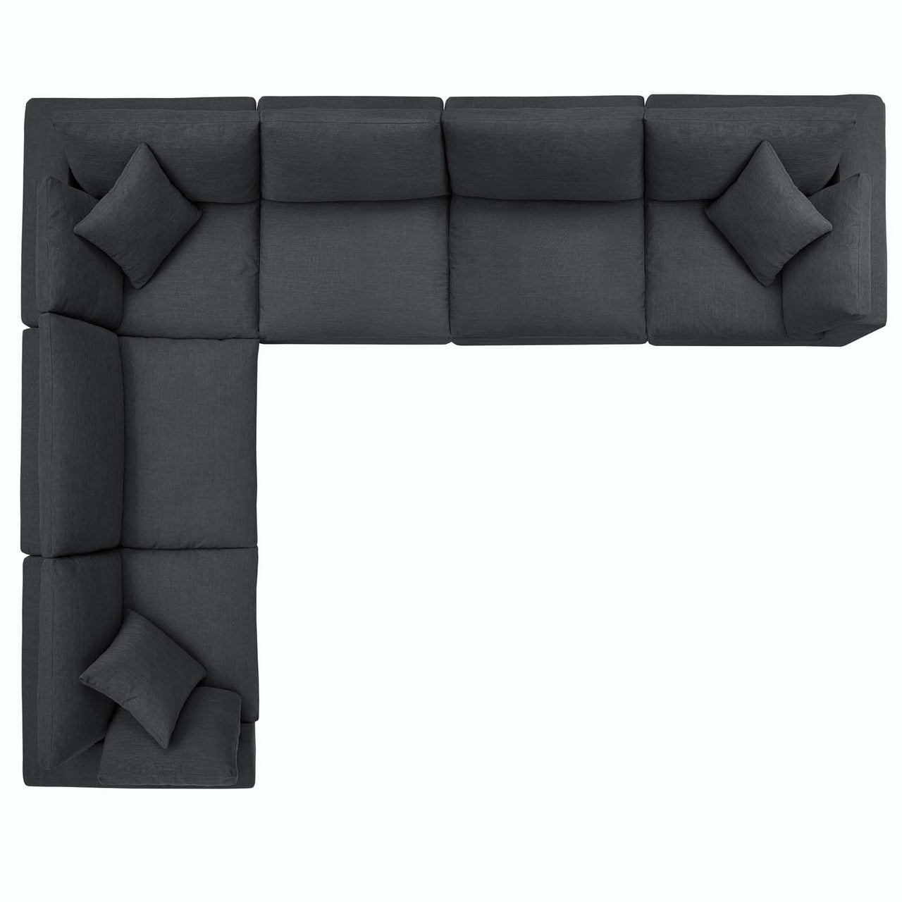 Commix 6 Piece Down Filled Overstuffed Sectional Sofa Set, Gray