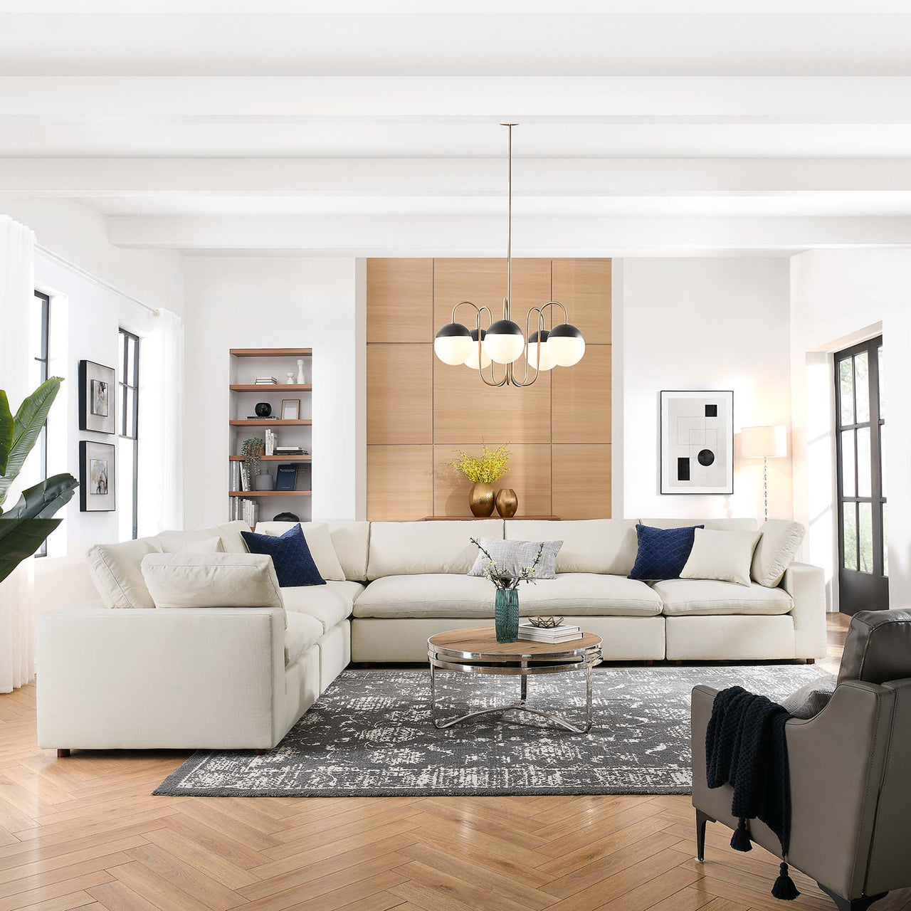 Angelic 6-Piece Cloudblend L-Shaped Corner Sectional, Light Beige