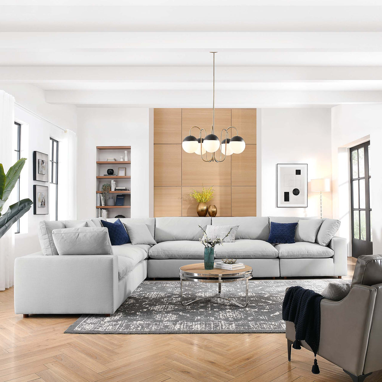 Angelic 6-Piece Cloudblend L-Shaped Corner Sectional, Light Gray