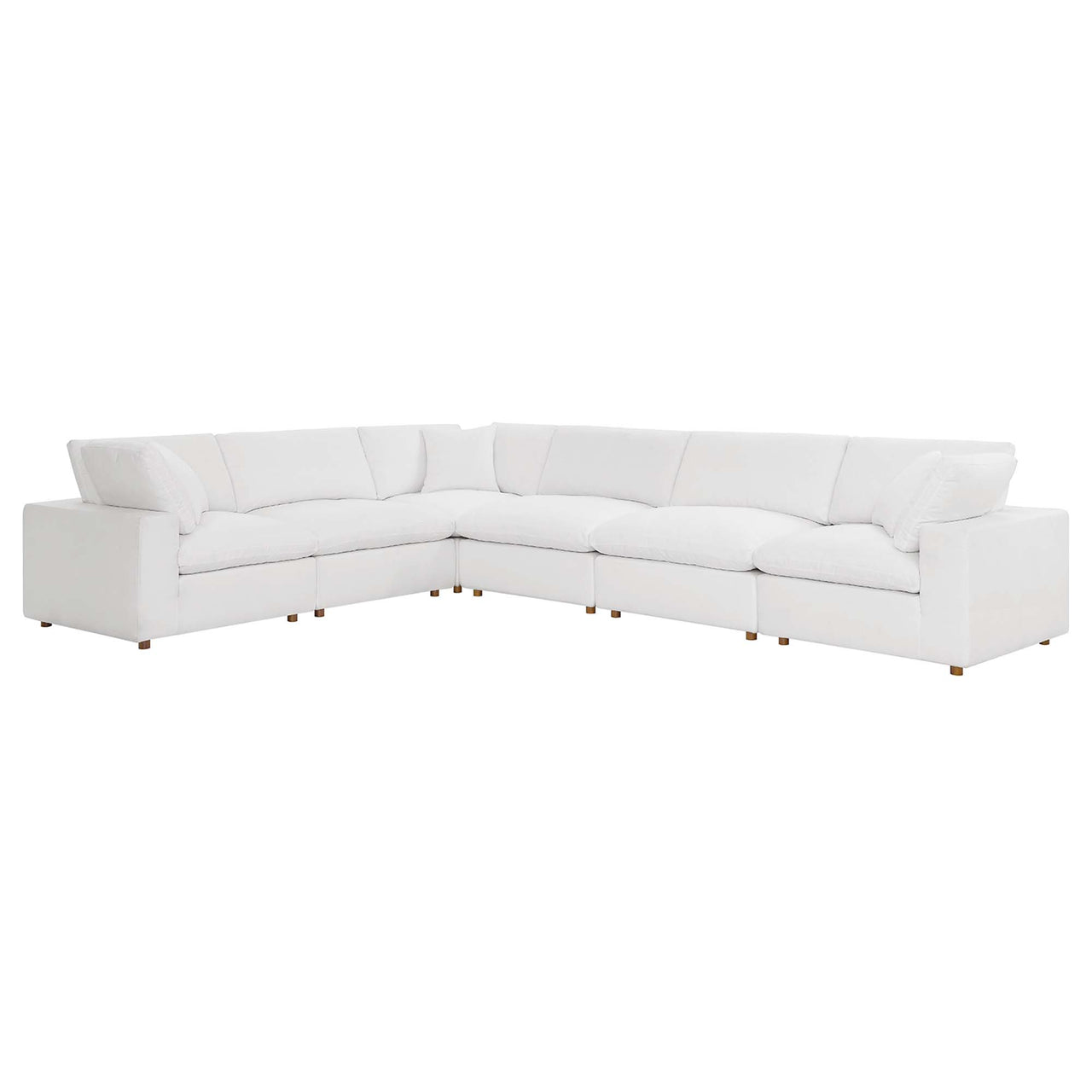 Commix 6 Piece Down Filled Overstuffed Sectional Sofa Set, Pure White