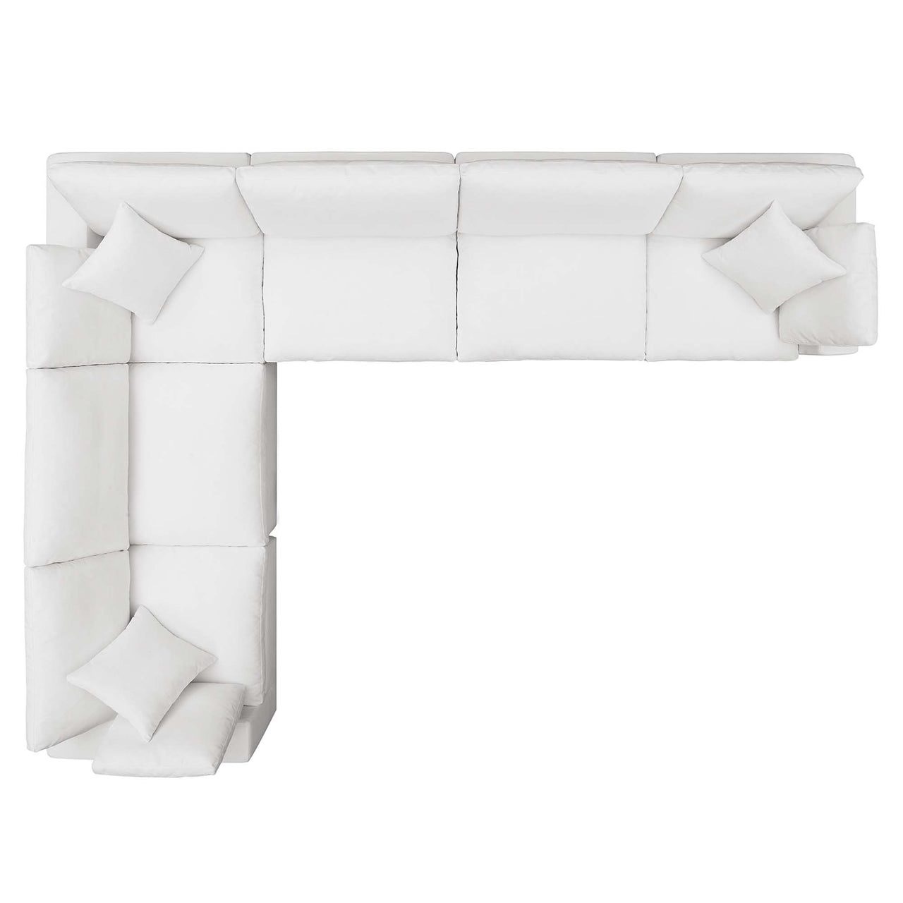 Commix 6 Piece Down Filled Overstuffed Sectional Sofa Set, Pure White