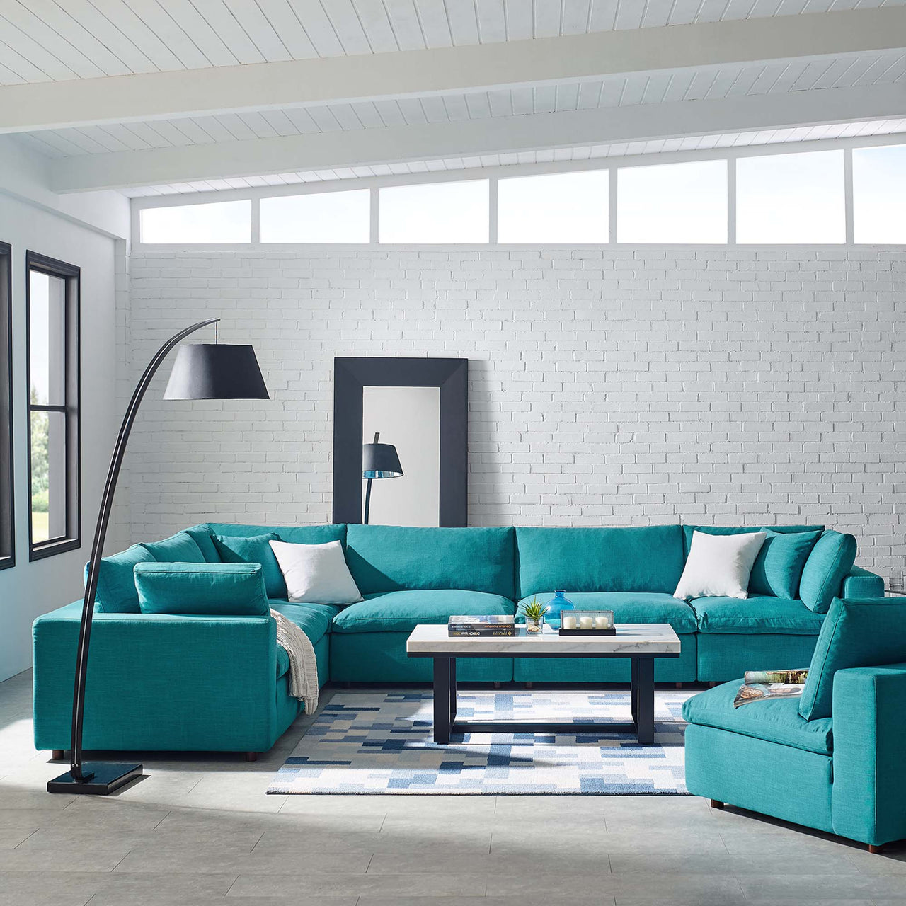 Angelic 6-Piece Cloudblend L-Shaped Corner Sectional, Teal