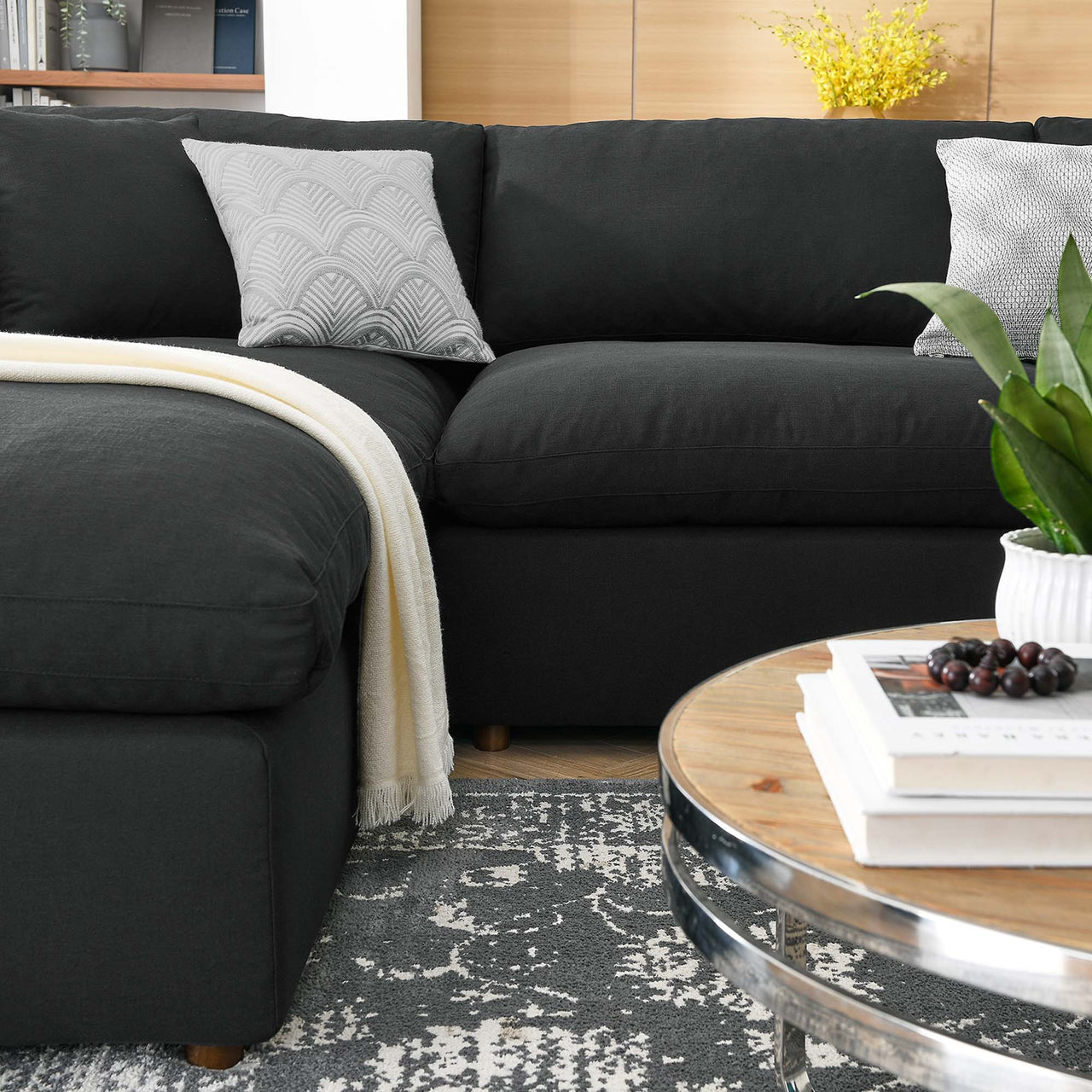 Angelic 6-Piece Cloudblend U-Shaped Sectional, Black