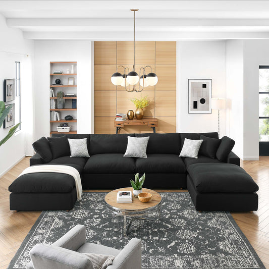 Angelic 6-Piece Cloudblend U-Shaped Sectional, Black