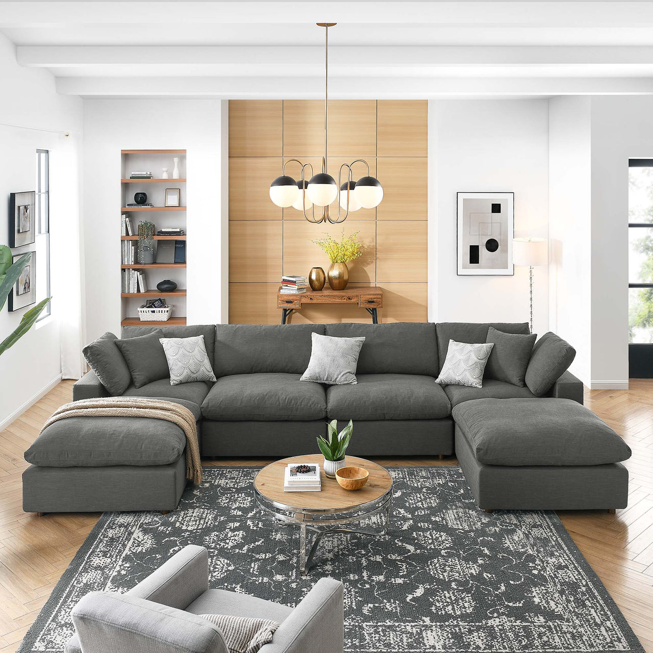 Angelic 6-Piece Cloudblend U-Shaped Sectional, Gray