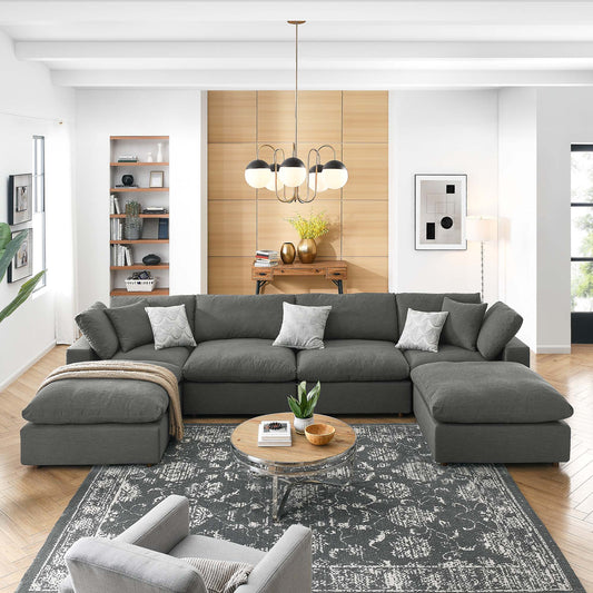 Angelic 6-Piece Cloudblend U-Shaped Sectional, Gray