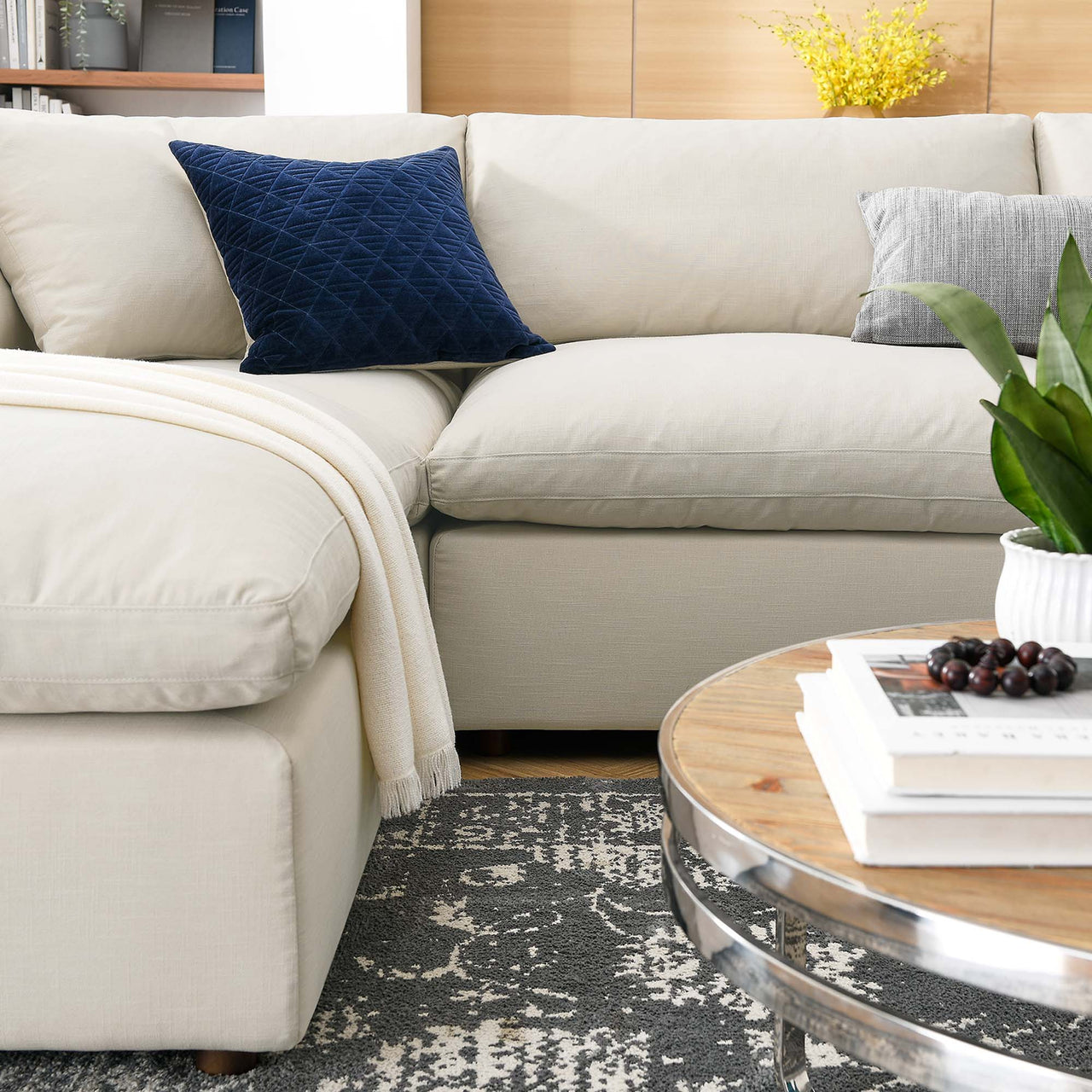 Angelic 6-Piece Cloudblend U-Shaped Sectional, Light Beige
