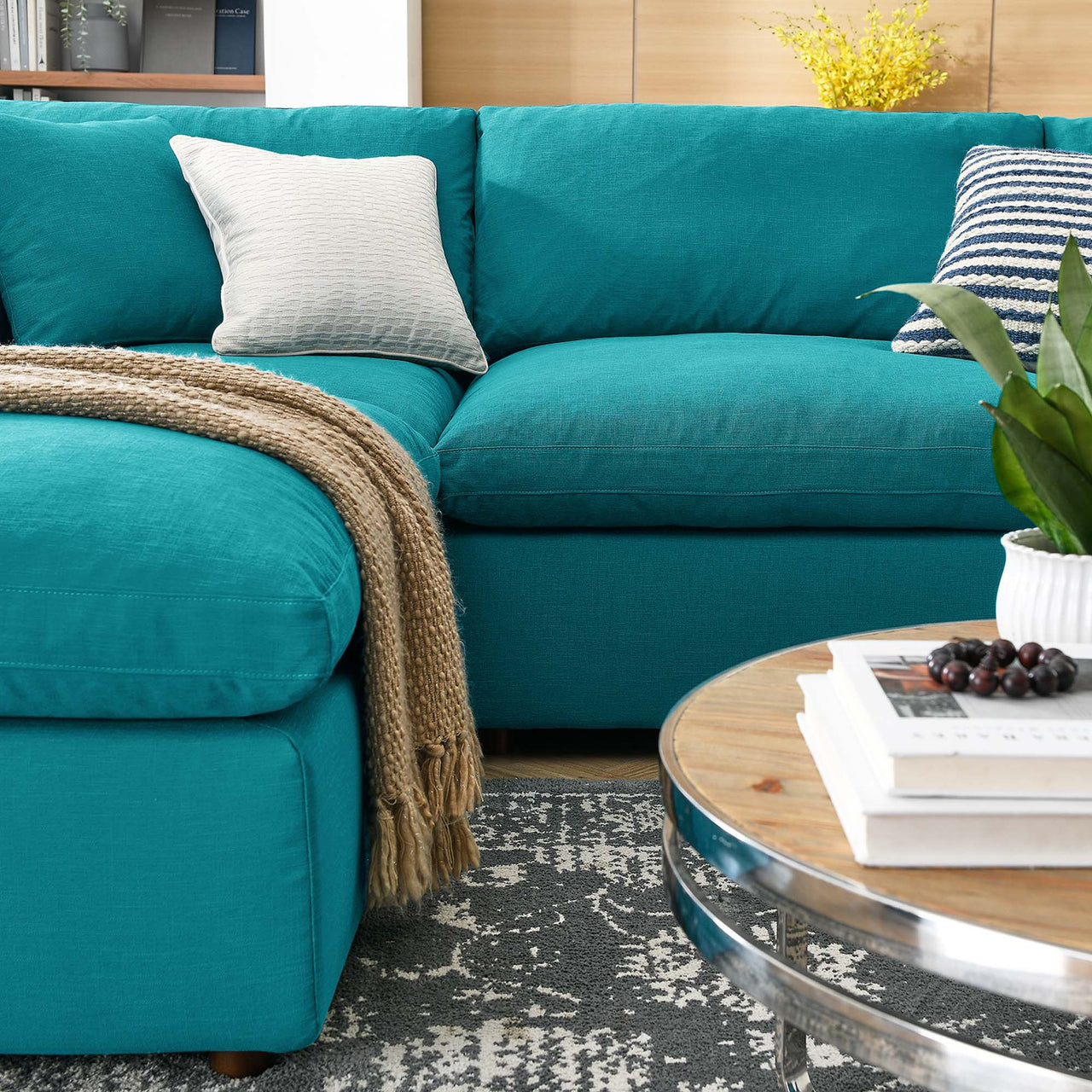 Angelic 6-Piece Cloudblend U-Shaped Sectional, Teal