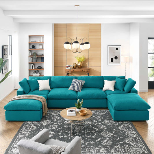 Angelic 6-Piece Cloudblend U-Shaped Sectional, Teal