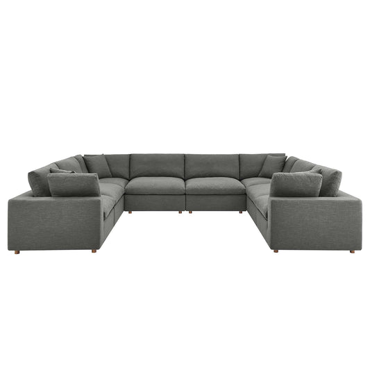 Commix 8-Piece Down Filled Overstuffed Sectional Sofa Set, Gray