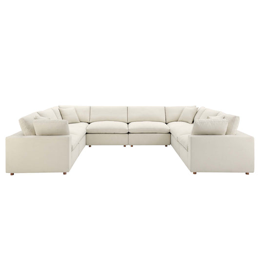 Commix 8-Piece Down Filled Overstuffed Sectional Sofa Set, Light Beige