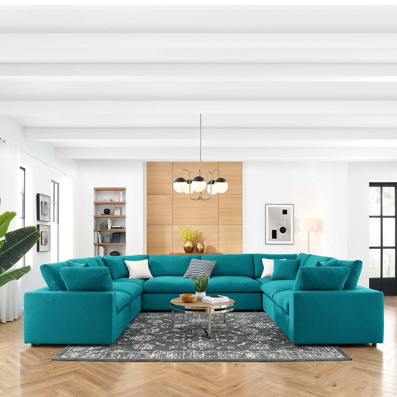 Angelic 8-Piece Cloudblend U-Shaped Sectional, Teal