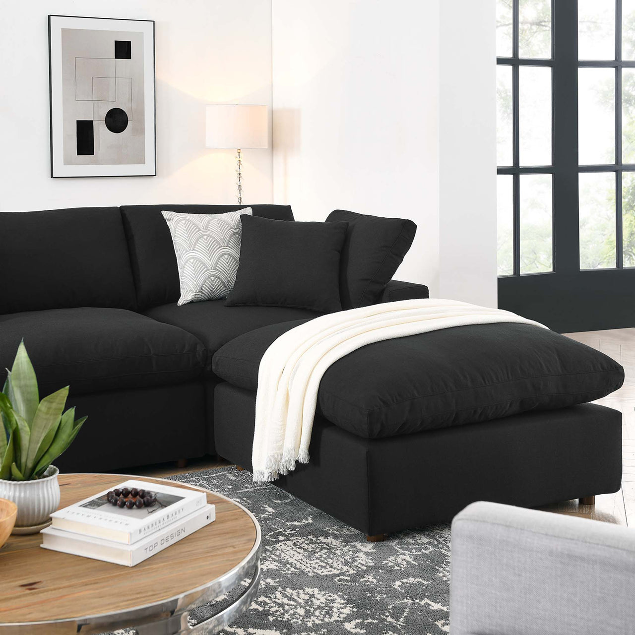 Angelic 7-Piece Cloudblend Corner Sectional w/ Ottoman, Black