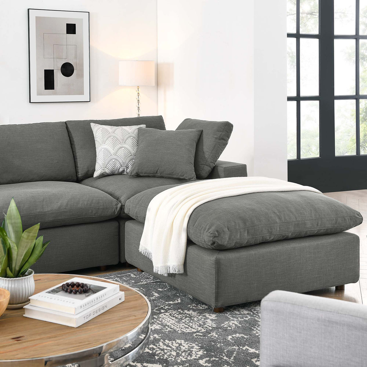 Angelic 7-Piece Cloudblend Corner Sectional w/ Ottoman, Gray