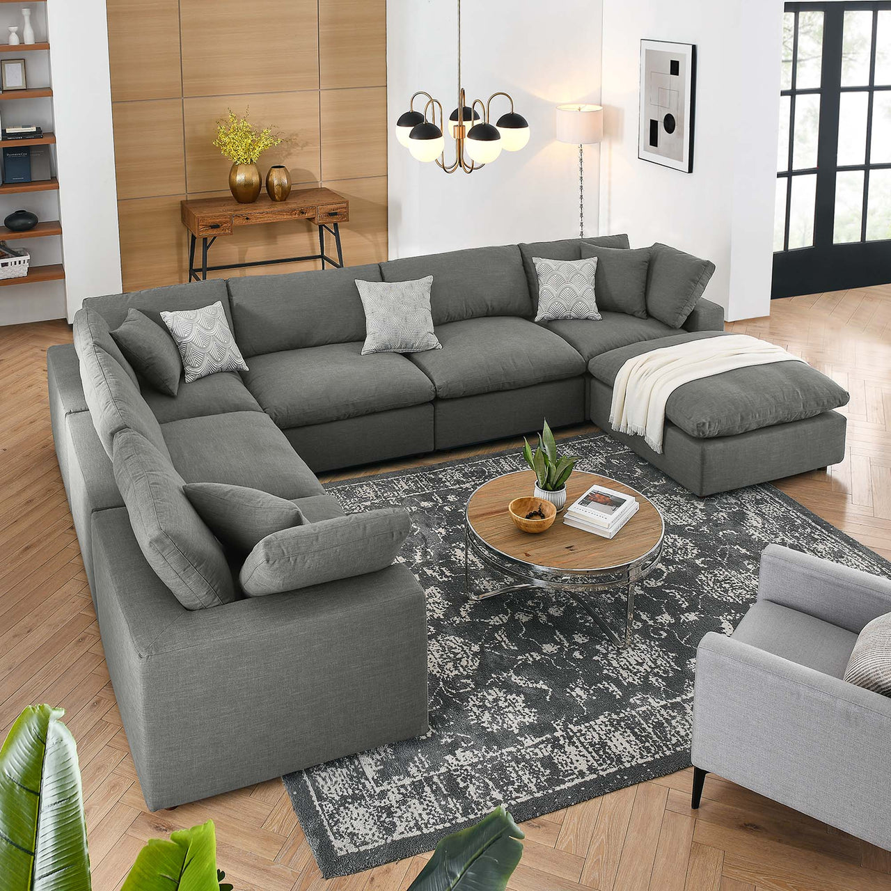 Angelic 7-Piece Cloudblend Corner Sectional w/ Ottoman, Gray