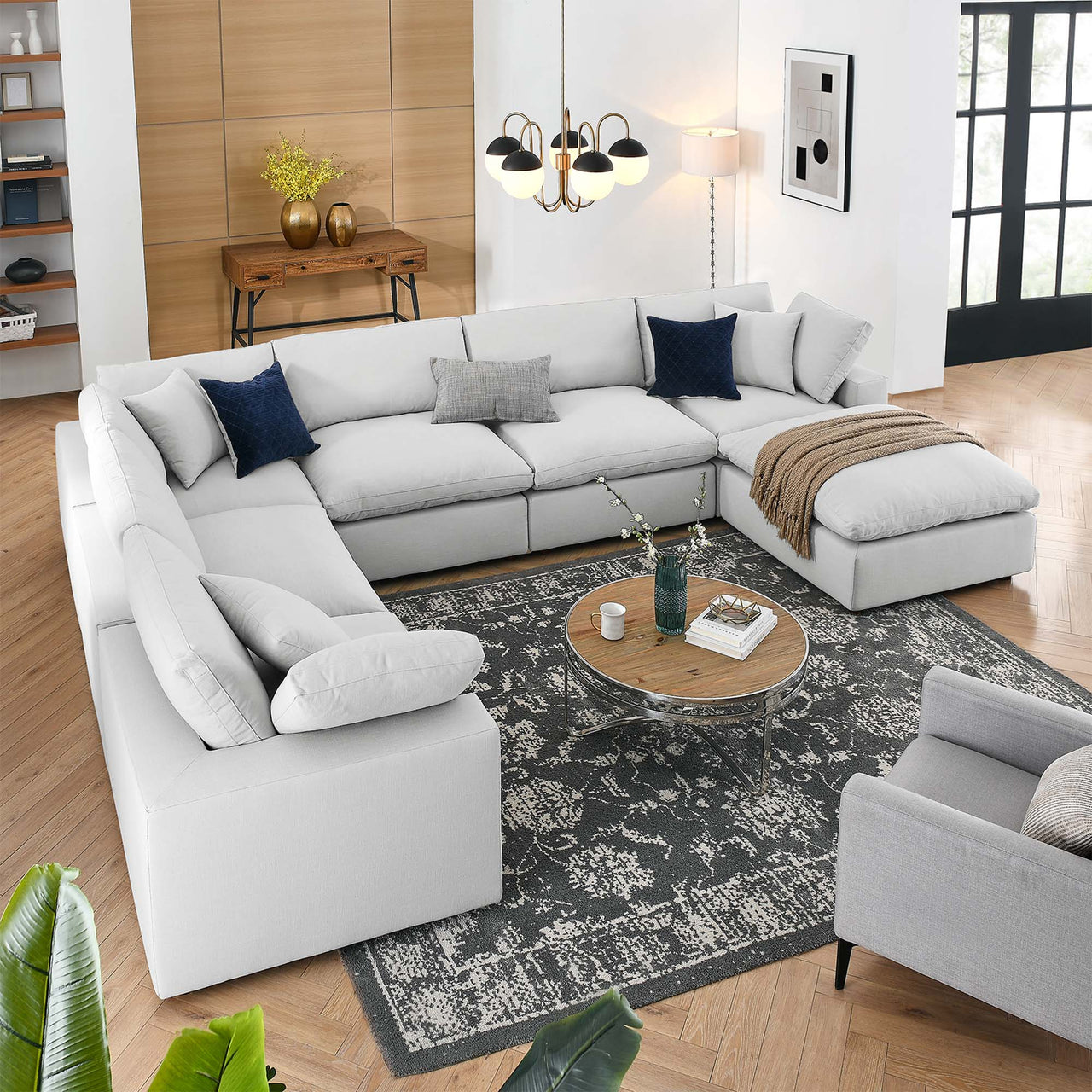 Angelic 7-Piece Cloudblend Corner Sectional w/ Ottoman, Light Gray