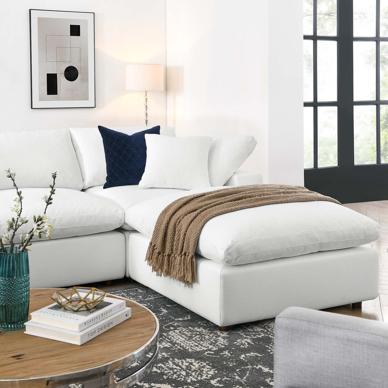 Angelic 7-Piece Cloudblend Corner Sectional w/ Ottoman, Pure White