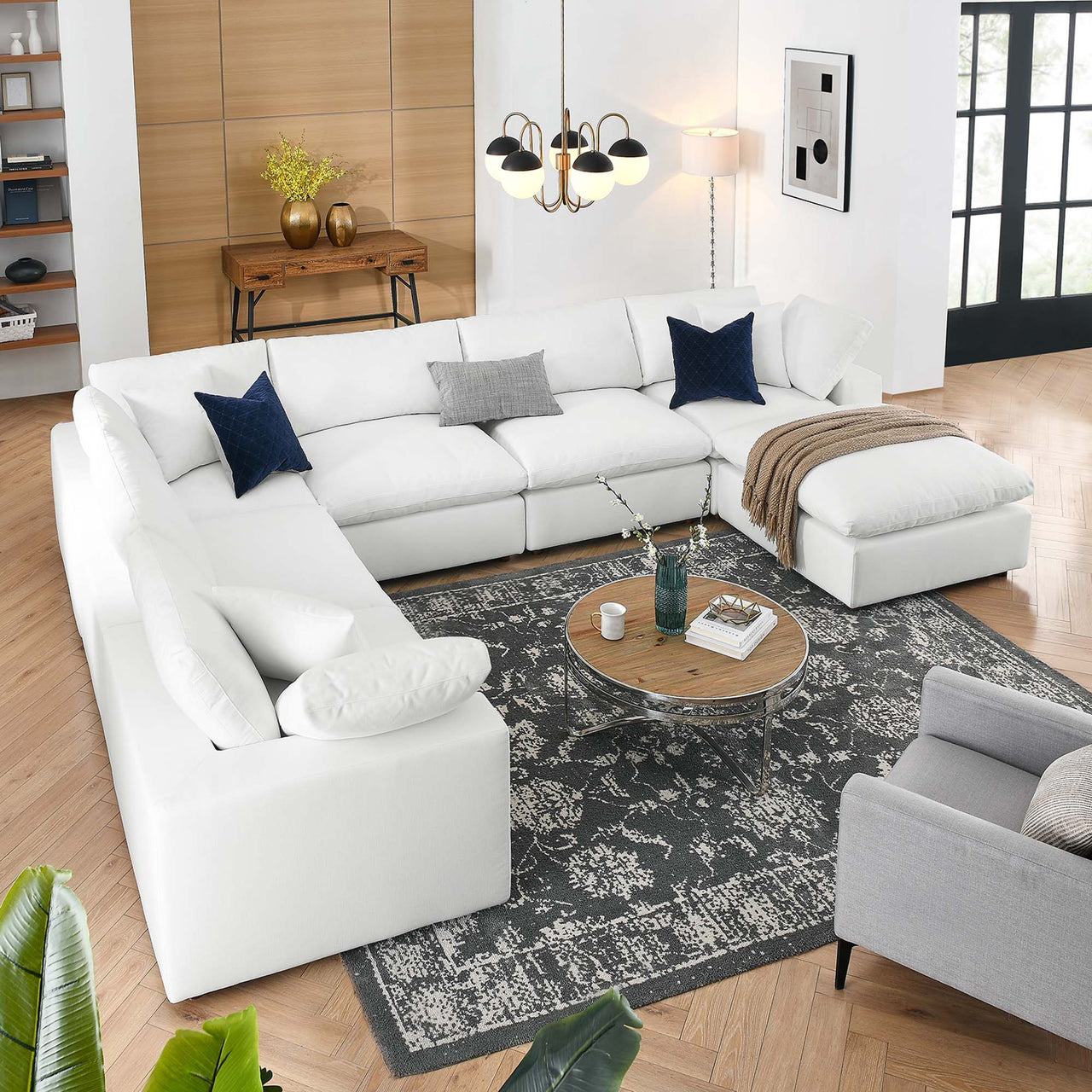 Angelic 7-Piece Cloudblend Corner Sectional w/ Ottoman, Pure White