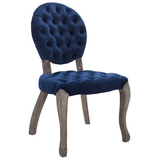 Biscuit Upholstered Velvet Dining Chair, Navy