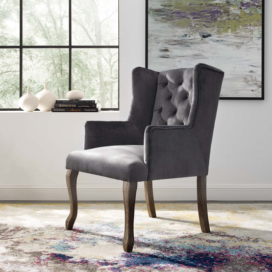 Francoise Upholstered Velvet Dining | Accent Chair, Gray