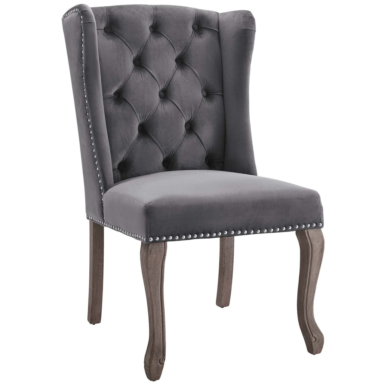 Tristain Velvet Dining Chair, Gray