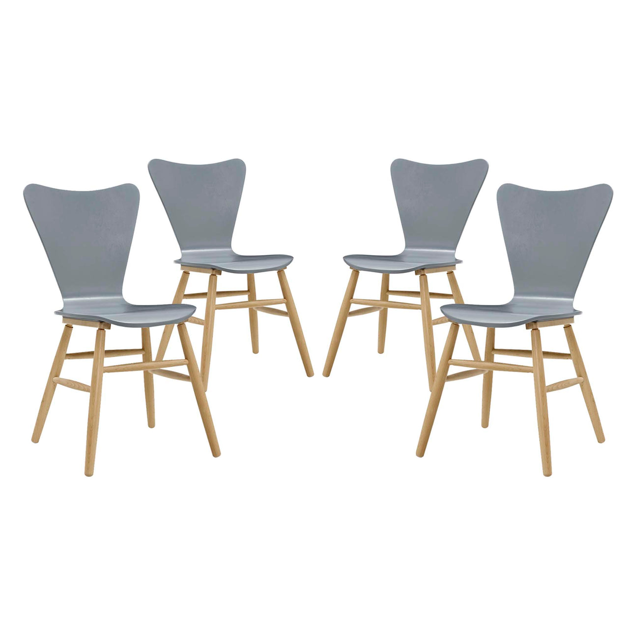 Streamline Contour Dining Chair Set of 4, Gray