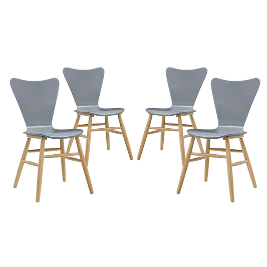 Streamline Contour Dining Chair Set of 4, Gray
