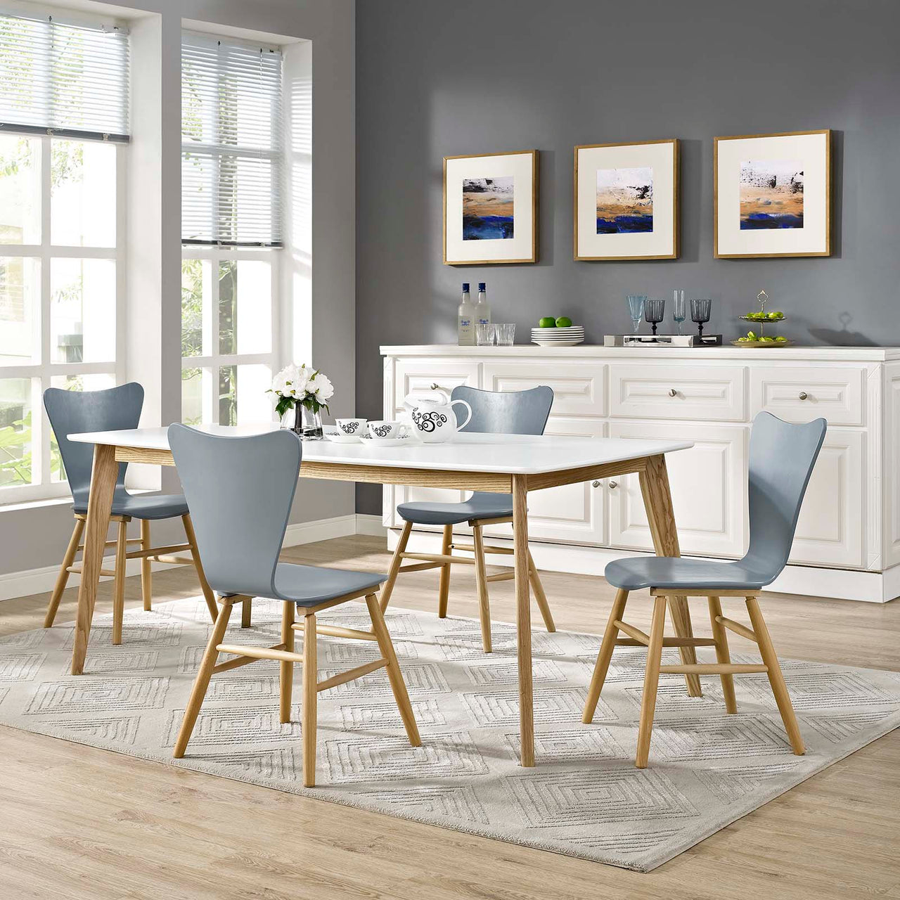 Streamline Contour Dining Chair Set of 4, Gray