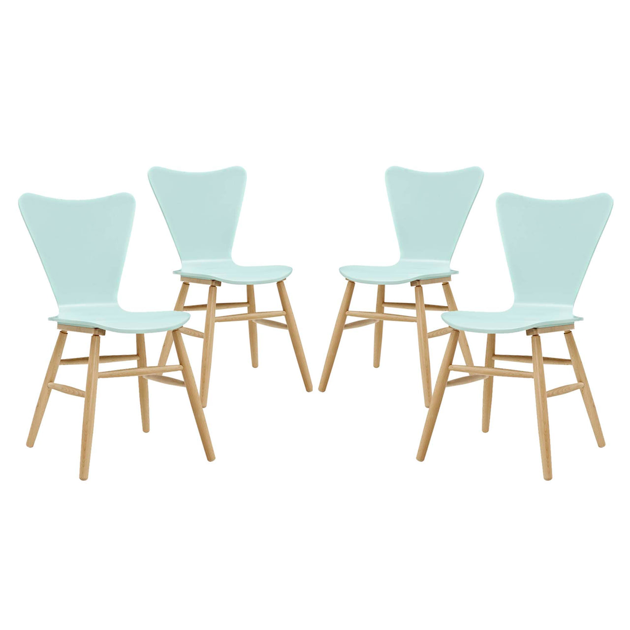 Streamline Contour Dining Chair Set of 4, Light Blue