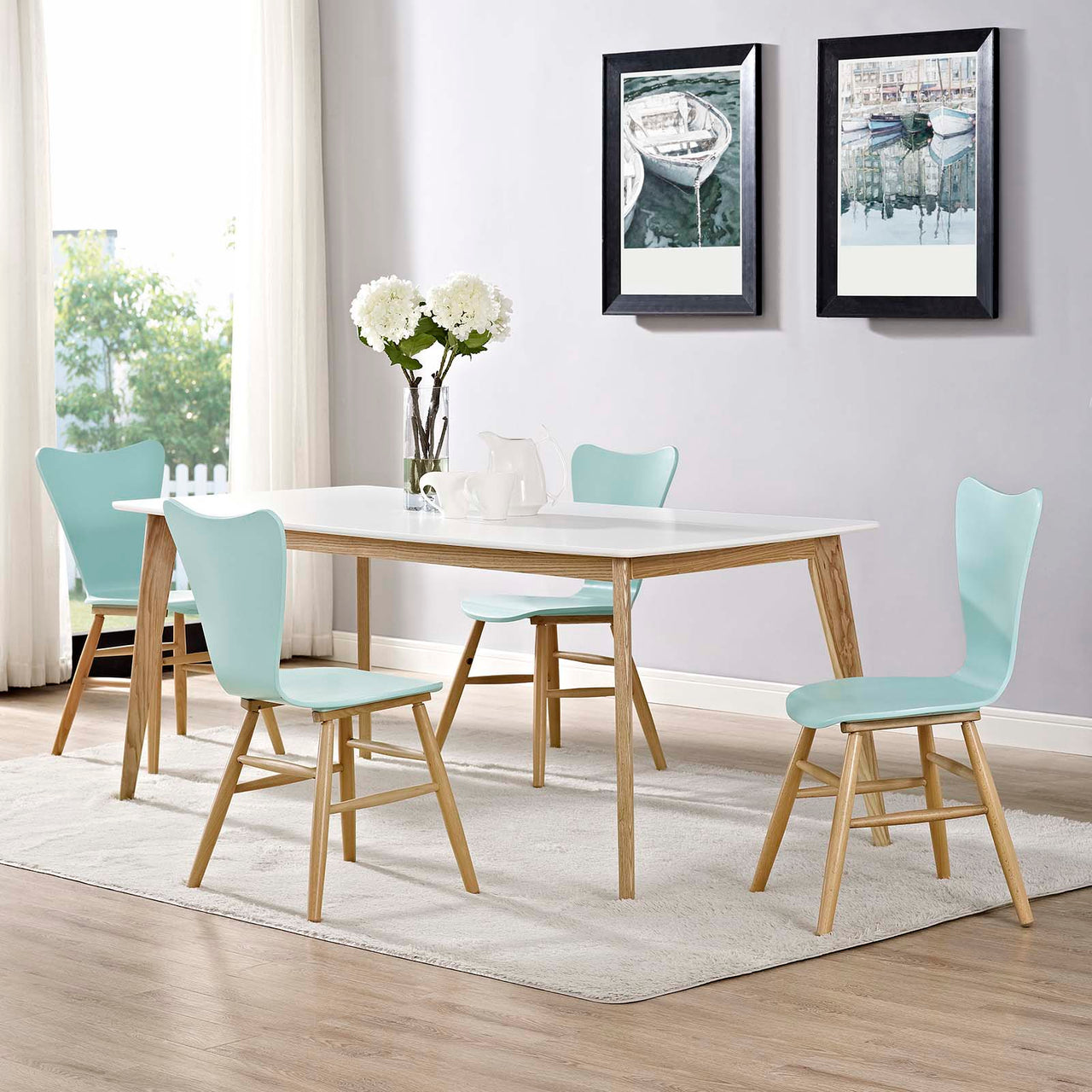 Streamline Contour Dining Chair Set of 4, Light Blue