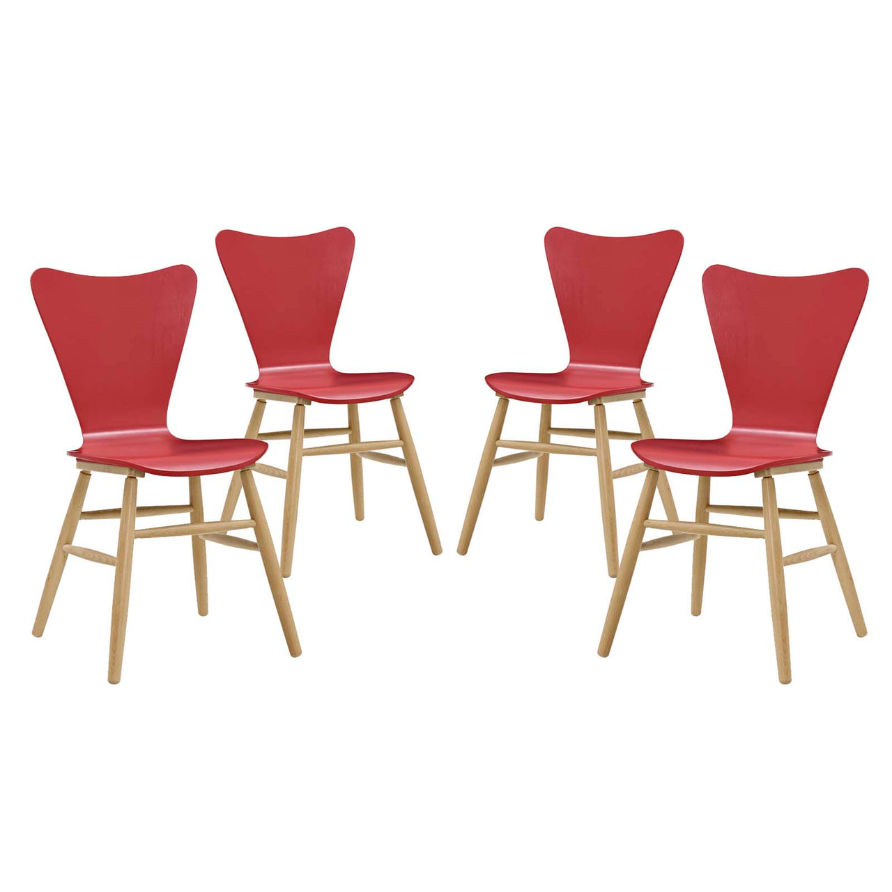 Streamline Contour Dining Chair Set of 4, Red