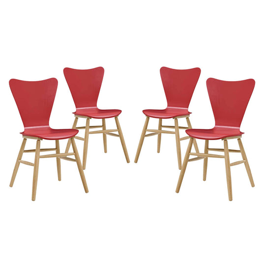Streamline Contour Dining Chair Set of 4, Red