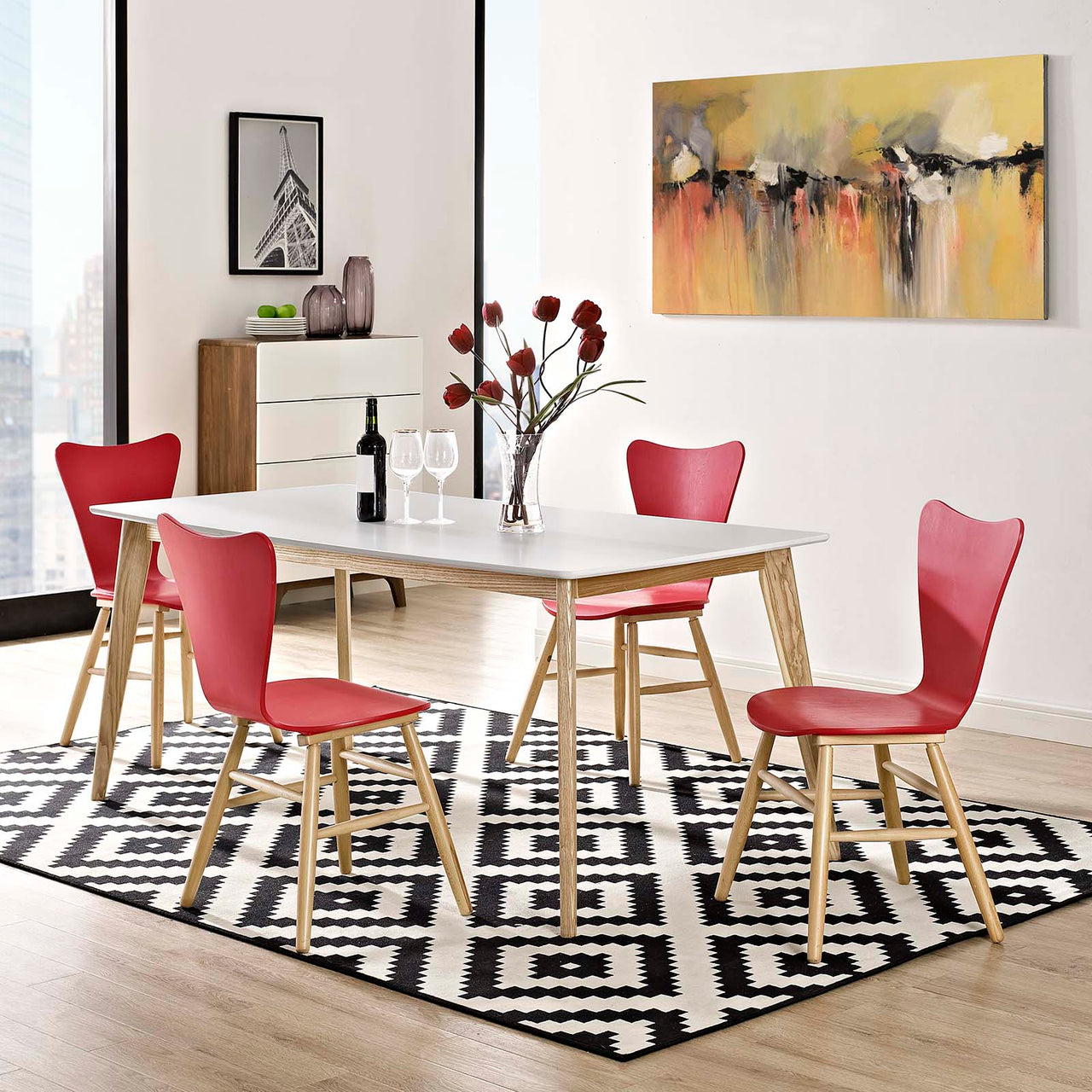 Streamline Contour Dining Chair Set of 4, Red