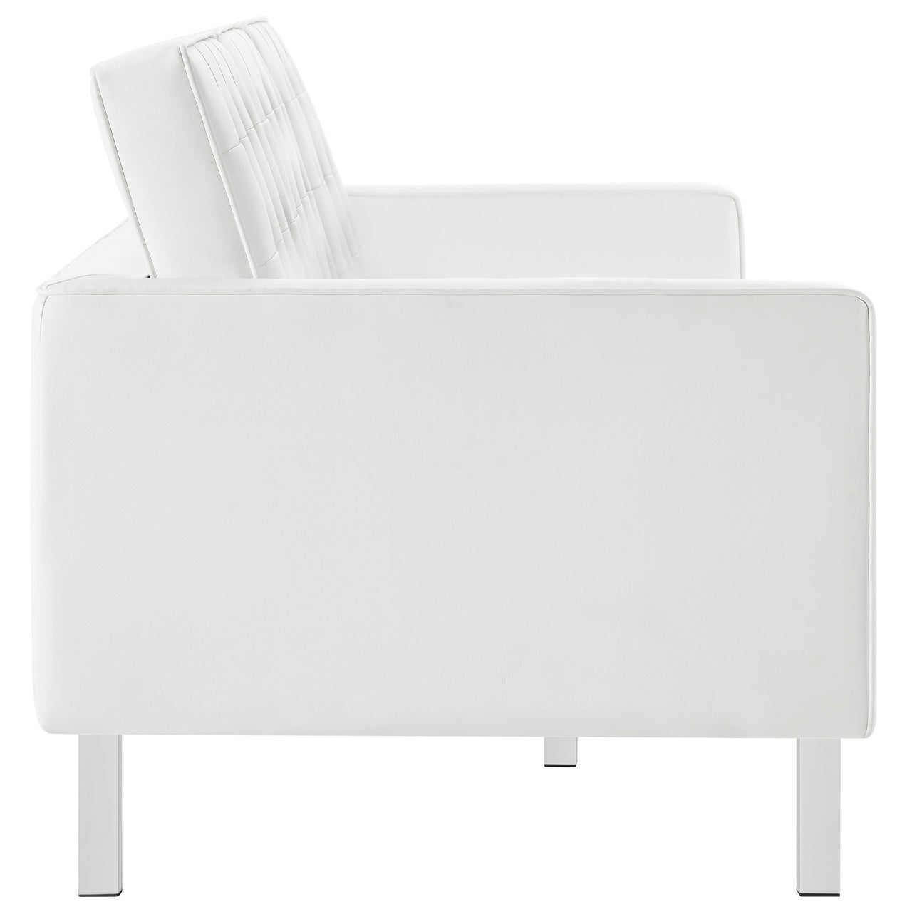 Luma Upholstered Faux Leather Sofa, Silver & White